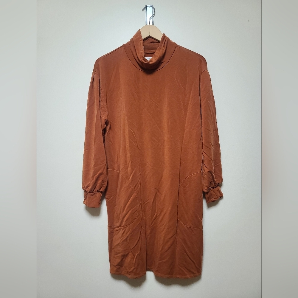Garnet Hill long sleeved Turtleneck dress burnt orange size small
